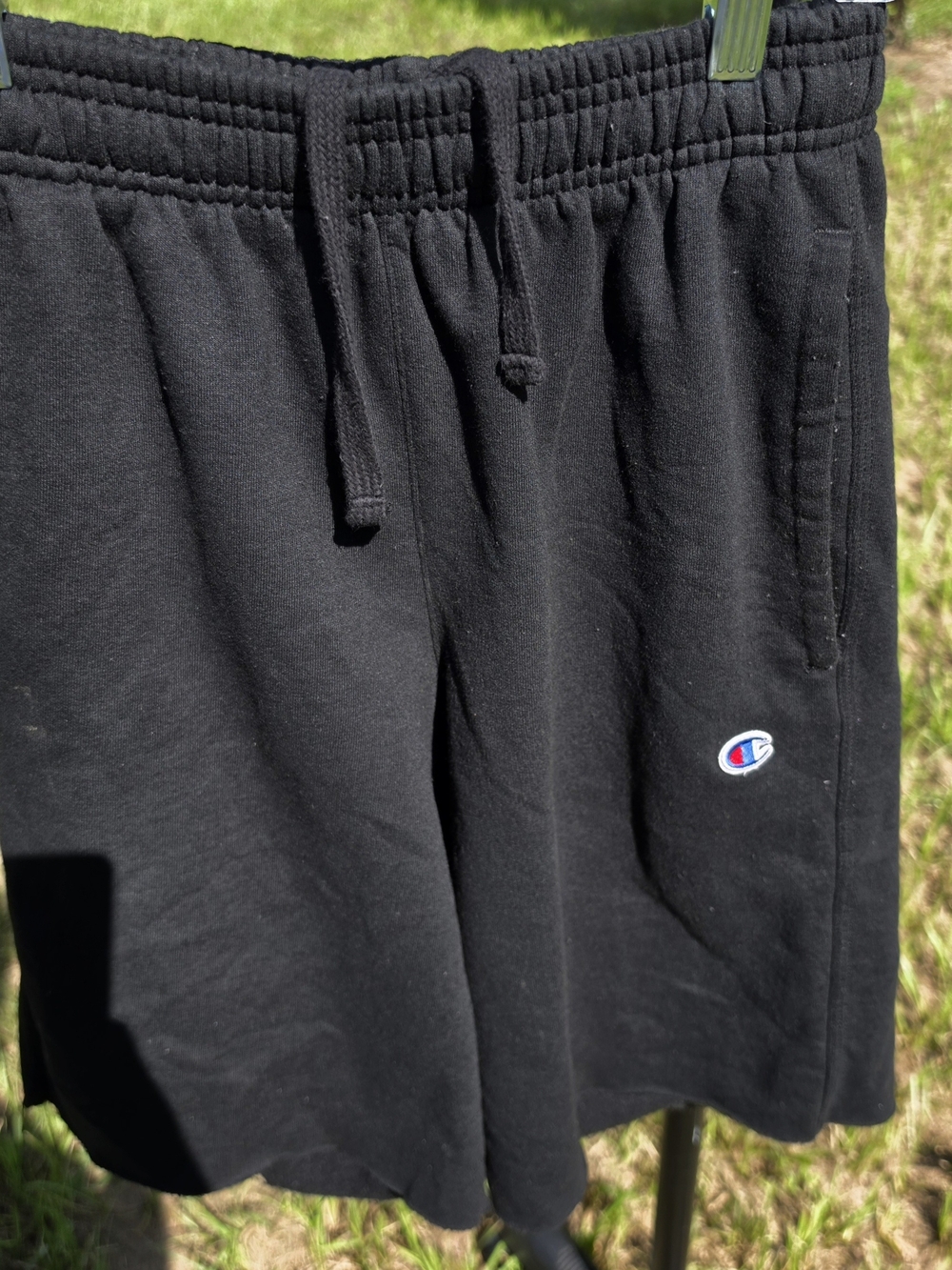 Champion Black Kids Fleece Shorts with Small Logo